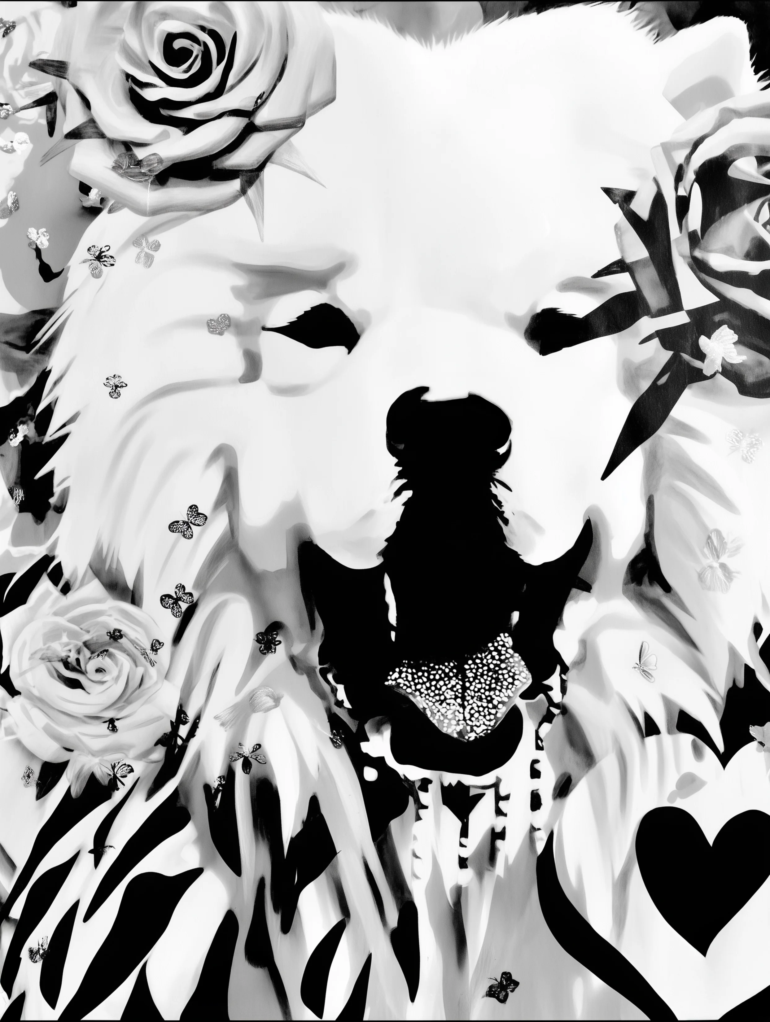 Free printable dog coloring page for adults featuring yawning samoyed